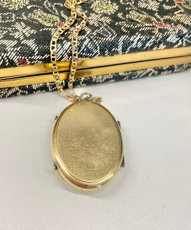 Large Victorian Gold Filled Locket with Silver Flowers Jewelry Bloomers and Frocks